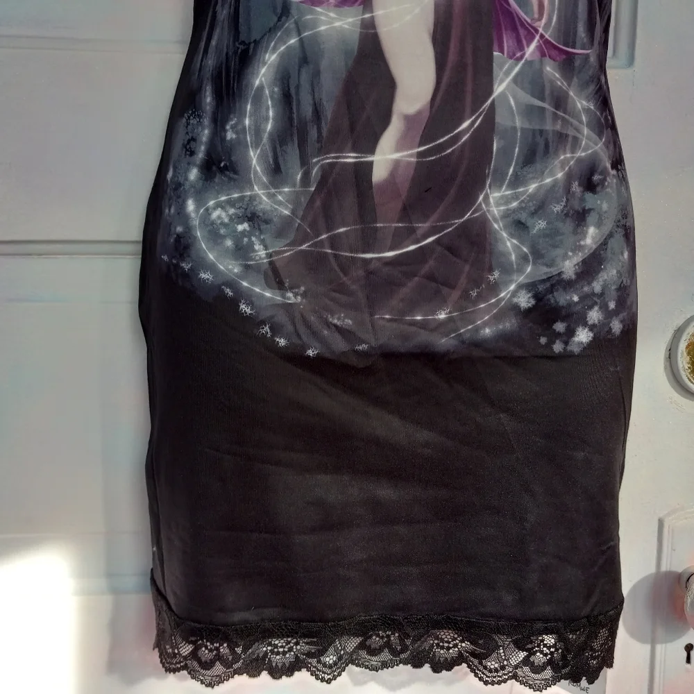 💥Fairy grunge bodycon gothic slip dress! Nwt! Sexy goth dress w/lace trim - Picture 6 of 12